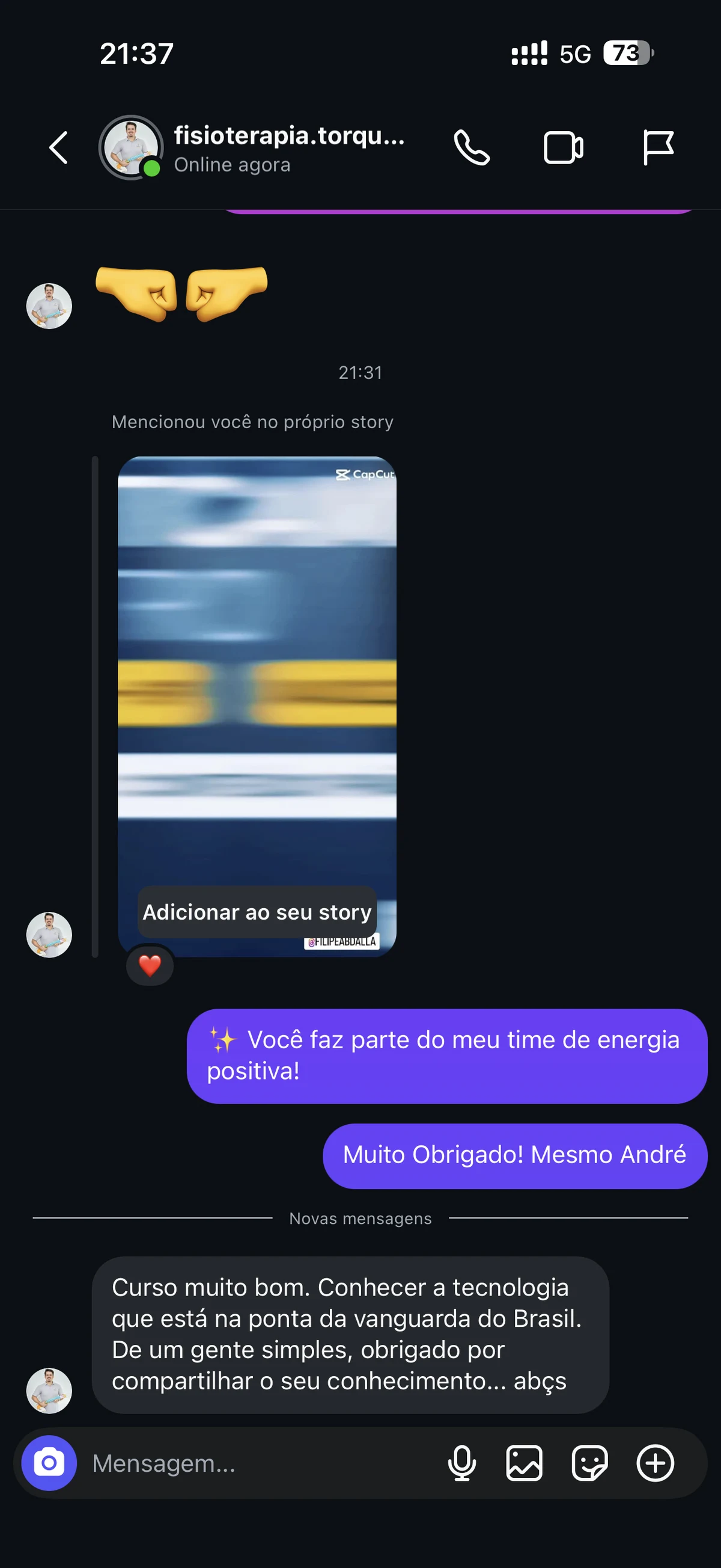 Mensagem original de André: Curso muito bom. Conhecer a tecnologia que está na ponta da vanguarda do Brasil. De um gente simples, obrigado por compartilhar o seu conhecimento... abçs